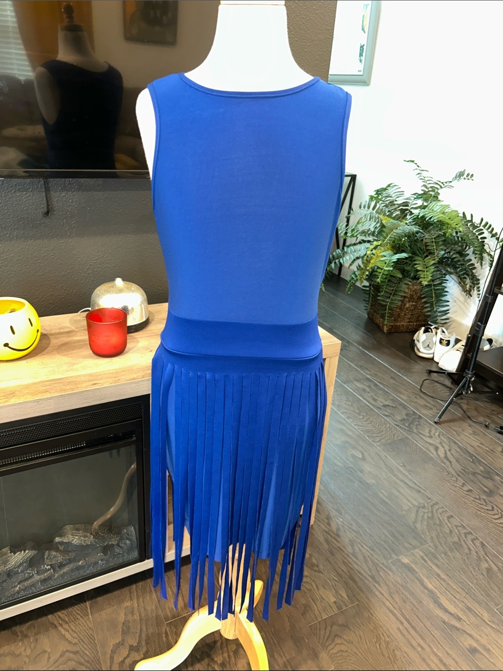 Bold Royal Blue Sleeveless Fringe Mini Dress